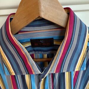 Etro Milano Multicolor Striped Men's Shirt 44